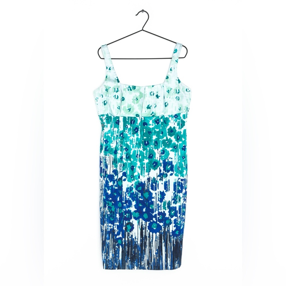 Calvin Klein Teal and Blue Floral Midi Dress
